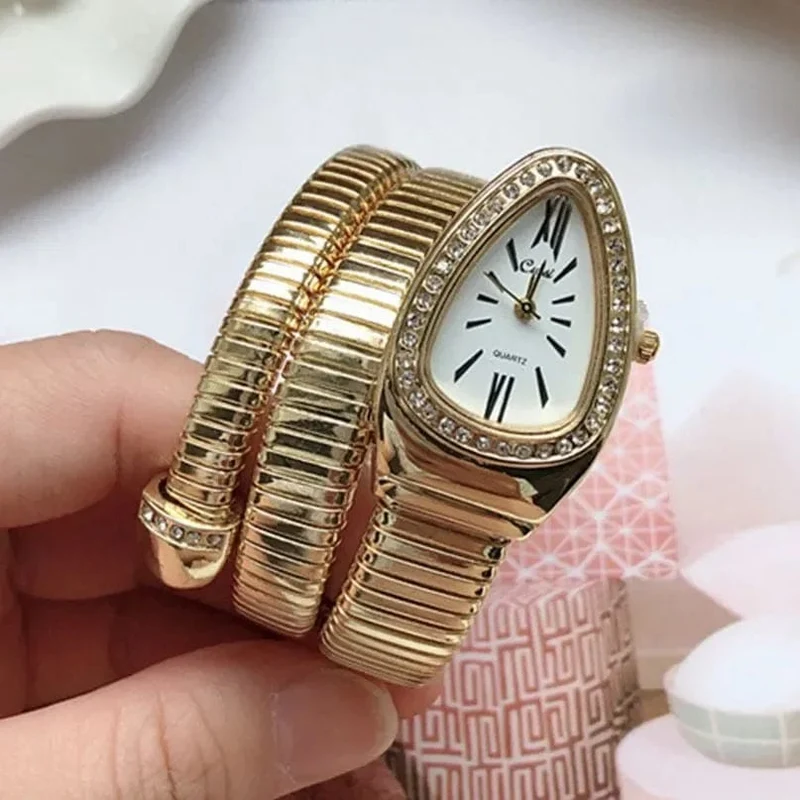 Damen-Quarzuhr, Armband aus Edelstahl, modische goldene Damenuhren, hochwertige Luxus-Damenarmbanduhr (nur Uhr)