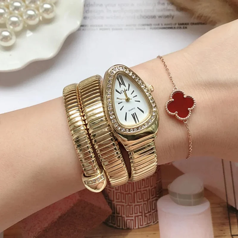Damen-Quarzuhr, Armband aus Edelstahl, modische goldene Damenuhren, hochwertige Luxus-Damenarmbanduhr (nur Uhr)