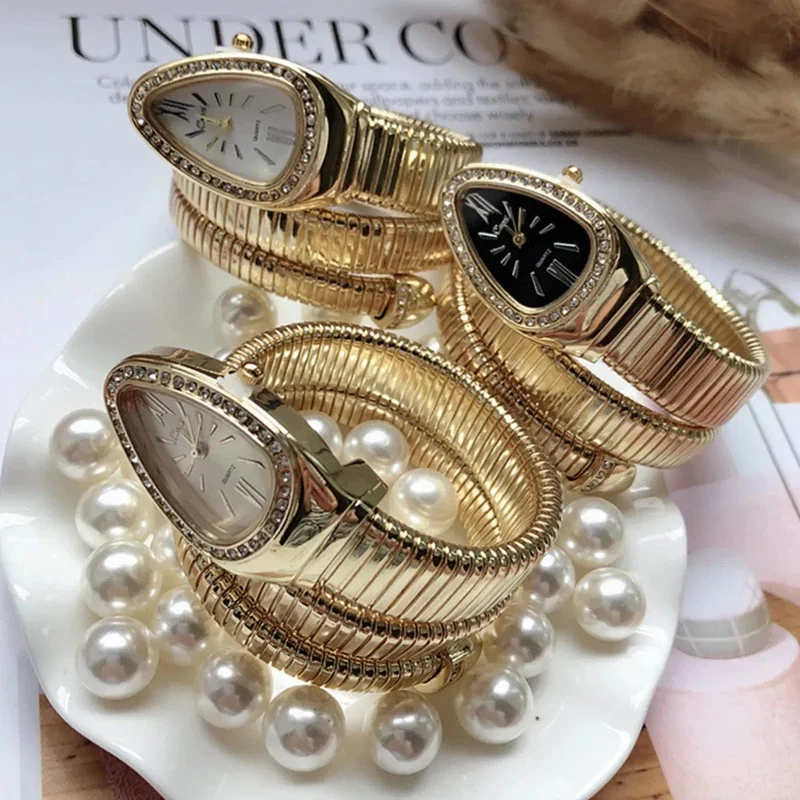 Damen-Quarzuhr, Armband aus Edelstahl, modische goldene Damenuhren, hochwertige Luxus-Damenarmbanduhr (nur Uhr)