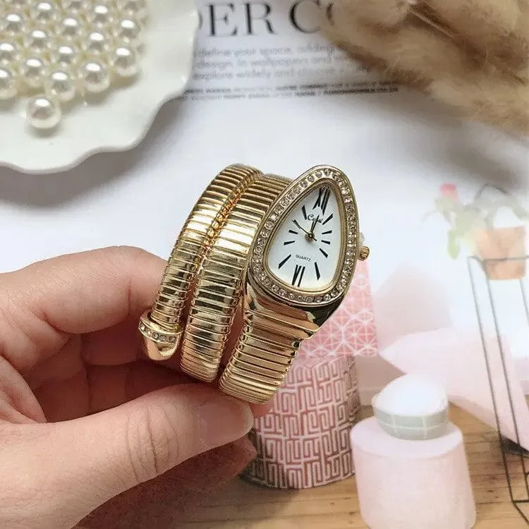 Damen-Quarzuhr, Armband aus Edelstahl, modische goldene Damenuhren, hochwertige Luxus-Damenarmbanduhr (nur Uhr)