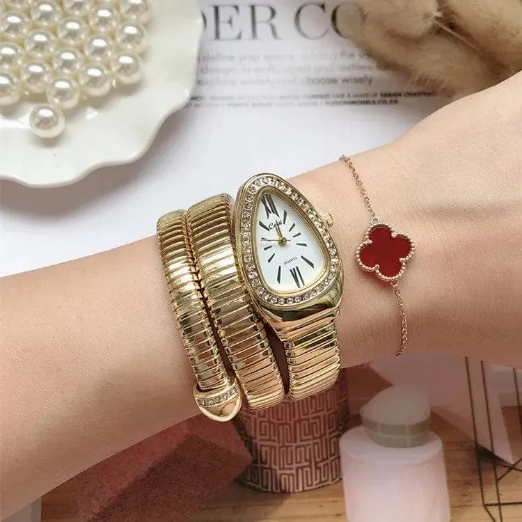 Damen-Quarzuhr, Armband aus Edelstahl, modische goldene Damenuhren, hochwertige Luxus-Damenarmbanduhr (nur Uhr)