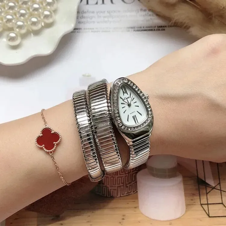 Damen-Quarzuhr, Armband aus Edelstahl, modische goldene Damenuhren, hochwertige Luxus-Damenarmbanduhr (nur Uhr)
