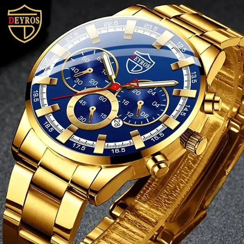 Mode Herrenuhren Business Edelstahl Quarz Armbanduhr Kalender Datum Männlich Casual Sport Leuchtende Uhr