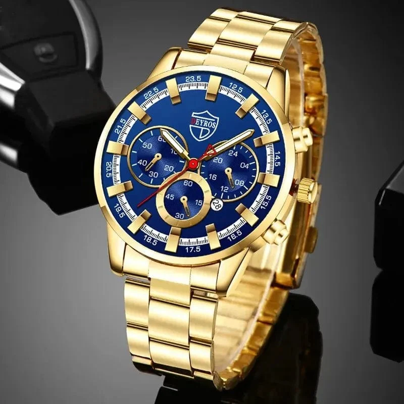 Mode Herrenuhren Business Edelstahl Quarz Armbanduhr Kalender Datum Männlich Casual Sport Leuchtende Uhr
