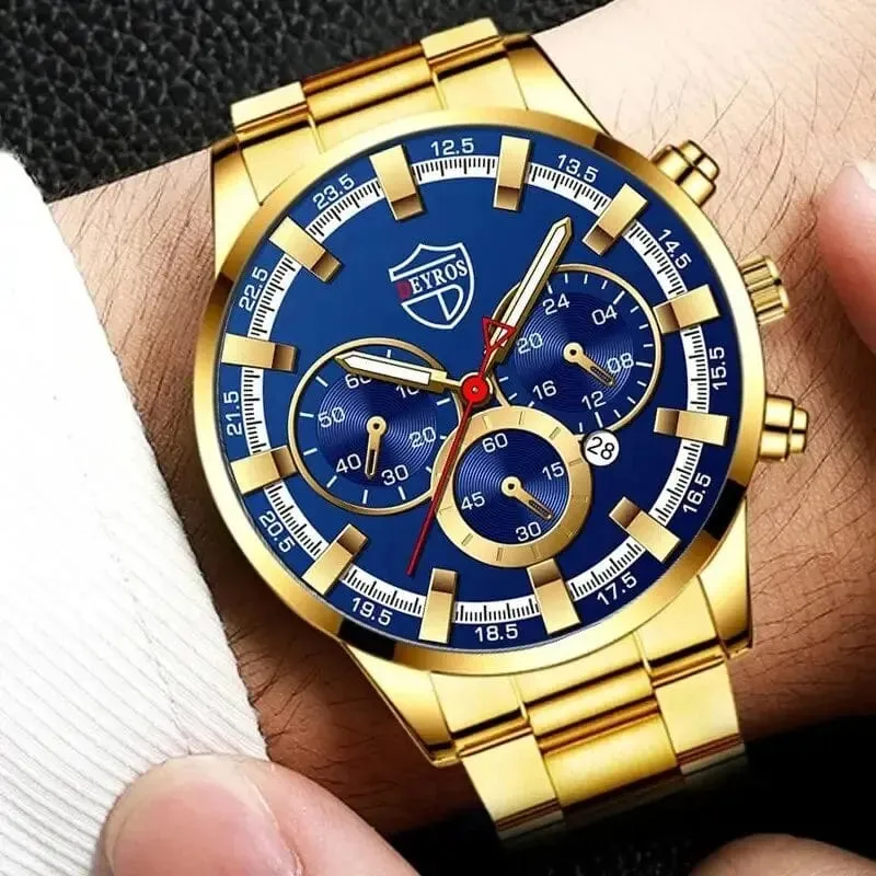 Mode Herrenuhren Business Edelstahl Quarz Armbanduhr Kalender Datum Männlich Casual Sport Leuchtende Uhr