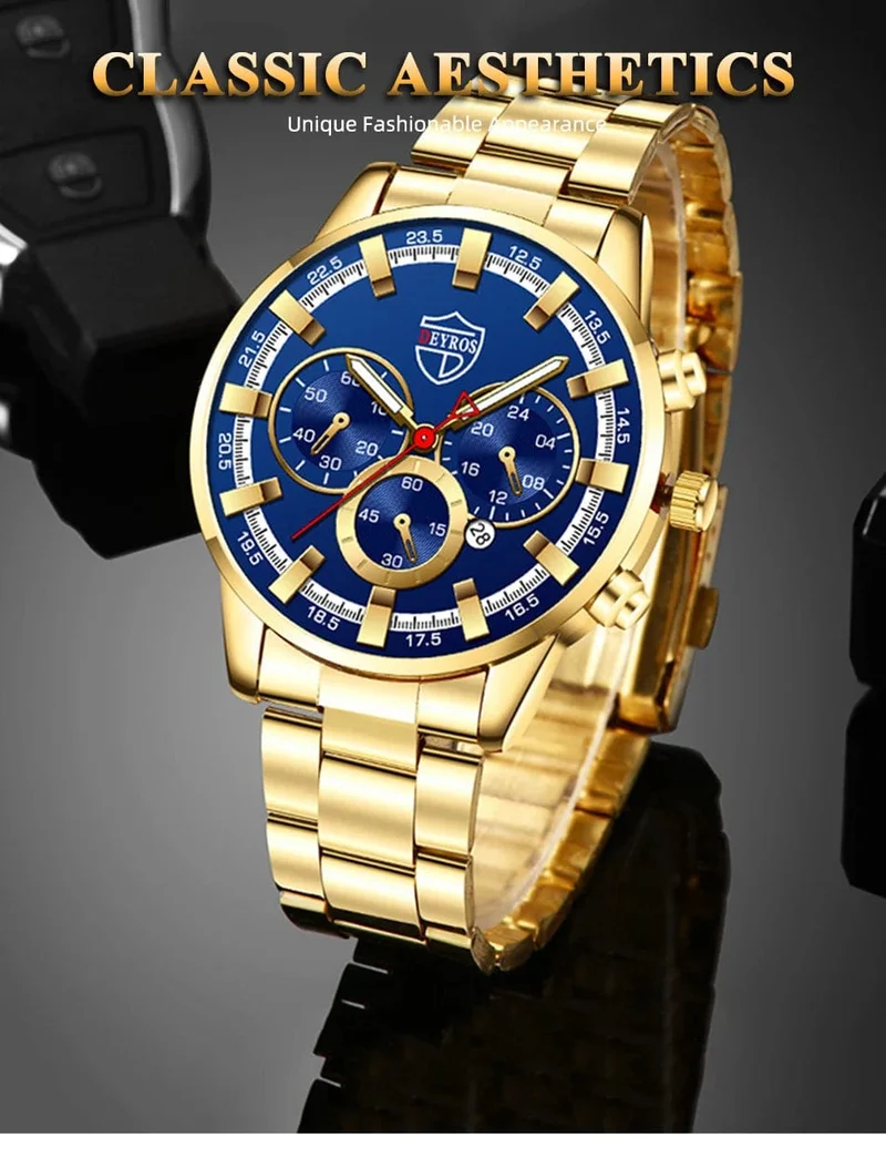 Mode Herrenuhren Business Edelstahl Quarz Armbanduhr Kalender Datum Männlich Casual Sport Leuchtende Uhr