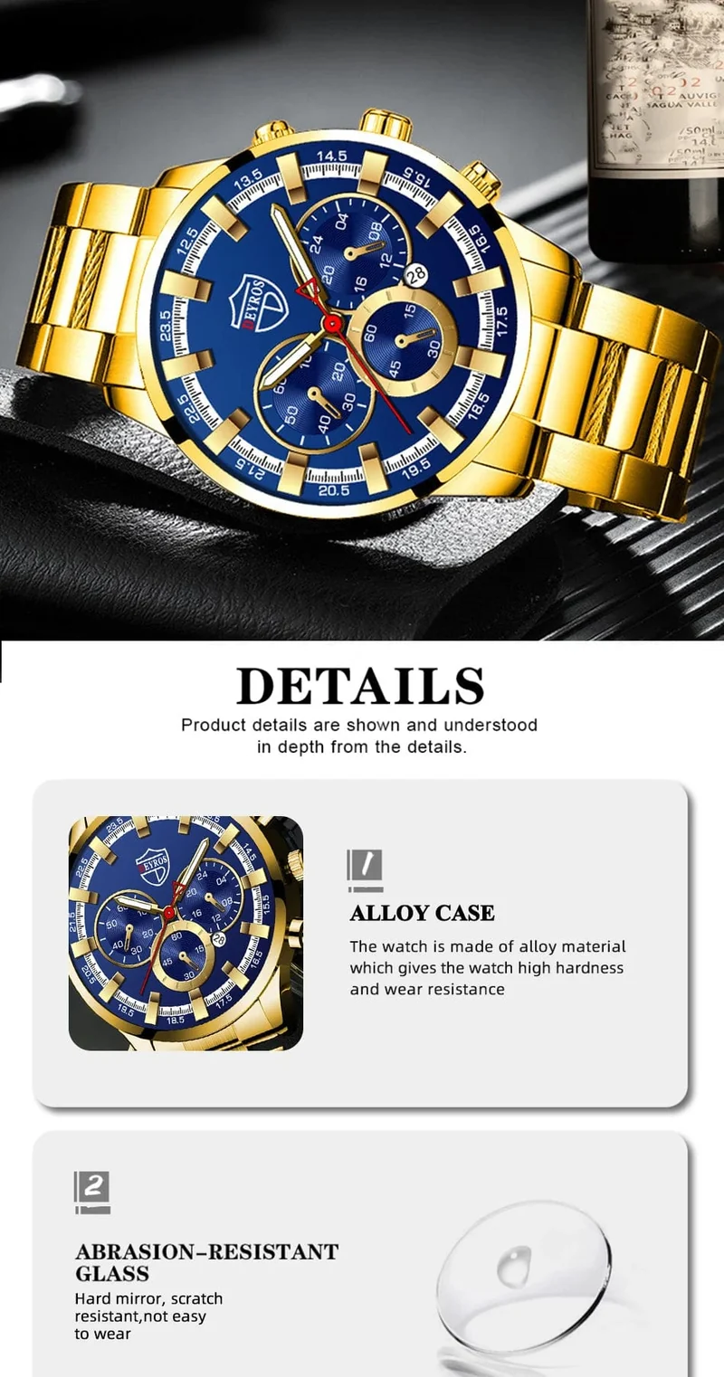 Mode Herrenuhren Business Edelstahl Quarz Armbanduhr Kalender Datum Männlich Casual Sport Leuchtende Uhr