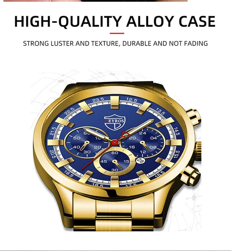 Mode Herrenuhren Business Edelstahl Quarz Armbanduhr Kalender Datum Männlich Casual Sport Leuchtende Uhr