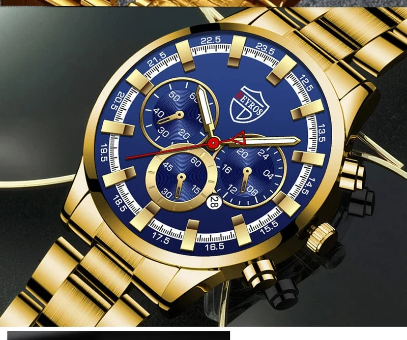 Mode Herrenuhren Business Edelstahl Quarz Armbanduhr Kalender Datum Männlich Casual Sport Leuchtende Uhr