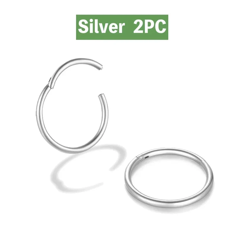 2/6 STK Nahtloser Nasenring aus 316L Edelstahl, klassischer Nasenring für Männer und Frauen, Creolen, Septum, Helix, Tragus, Ohrpiercing-Schmuck, 18G