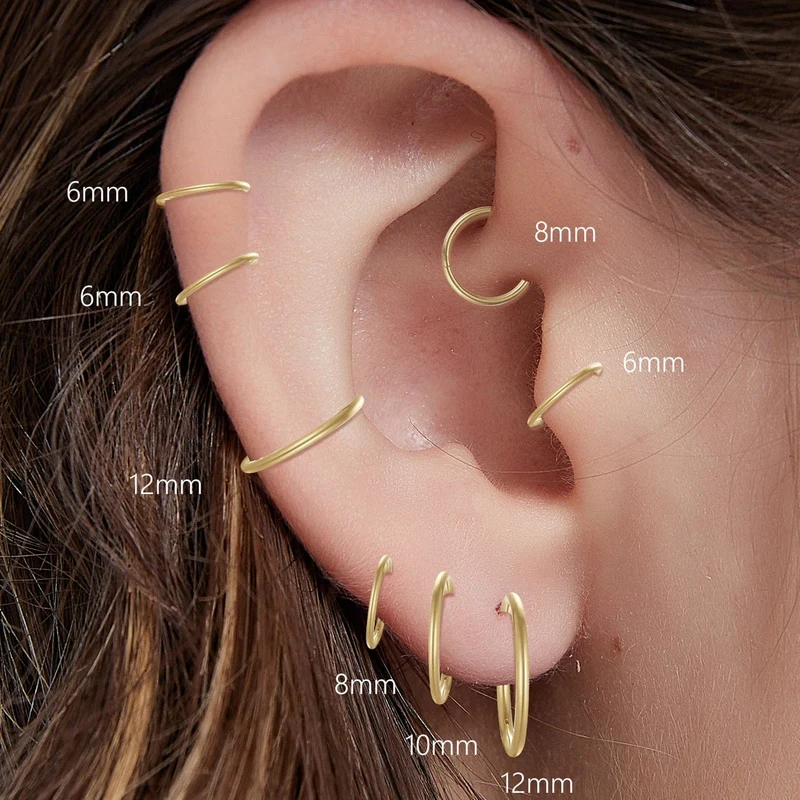 2/6 STK Nahtloser Nasenring aus 316L Edelstahl, klassischer Nasenring für Männer und Frauen, Creolen, Septum, Helix, Tragus, Ohrpiercing-Schmuck, 18G