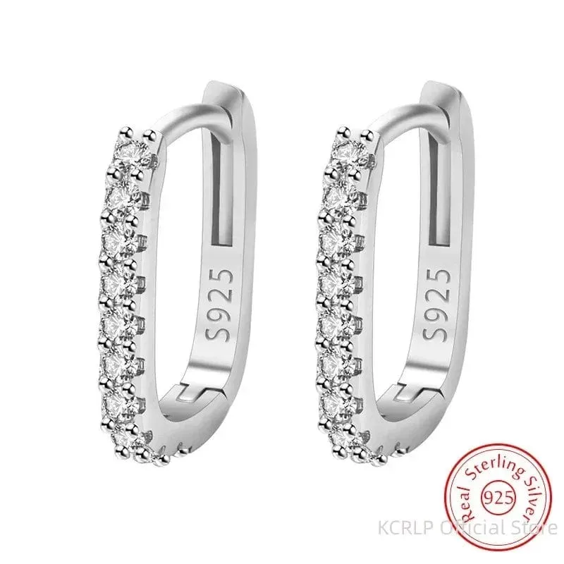 Hochwertige 925 Sterling Silber Kristall Mode Kreis Creolen für Frau Hochzeit Party Geschenk Straße Vielseitig Schmuck