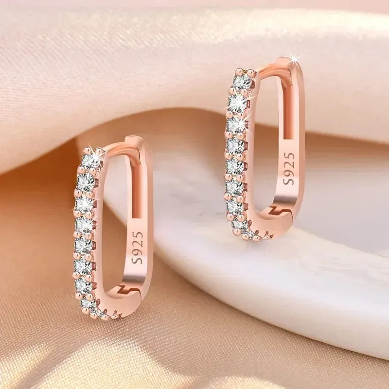 Hochwertige 925 Sterling Silber Kristall Mode Kreis Creolen für Frau Hochzeit Party Geschenk Straße Vielseitig Schmuck