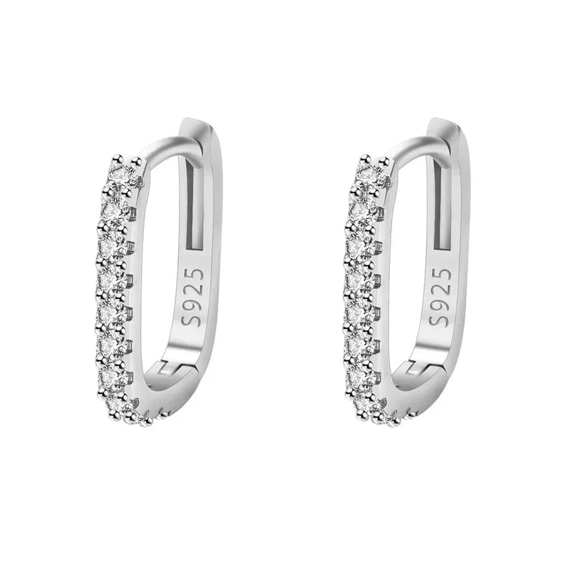 Hochwertige 925 Sterling Silber Kristall Mode Kreis Creolen für Frau Hochzeit Party Geschenk Straße Vielseitig Schmuck