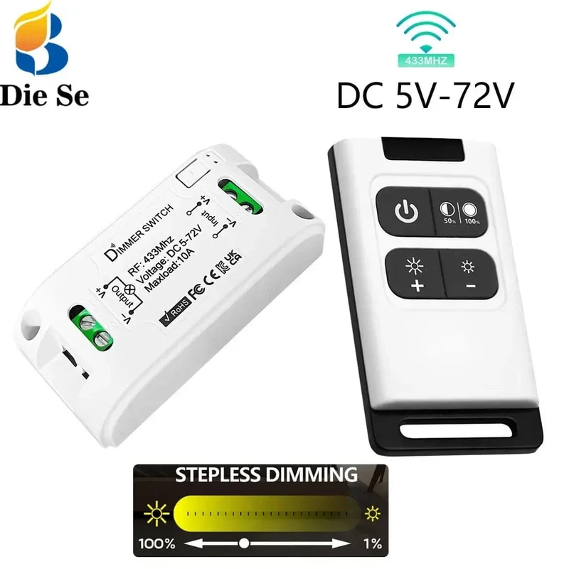 RF 433 Mhz Universal Wireless Smart Licht Dimmer Schalter Fernbedienung schalter DC 5V 12V 24V 48V Relais Mini Empfänger für Licht