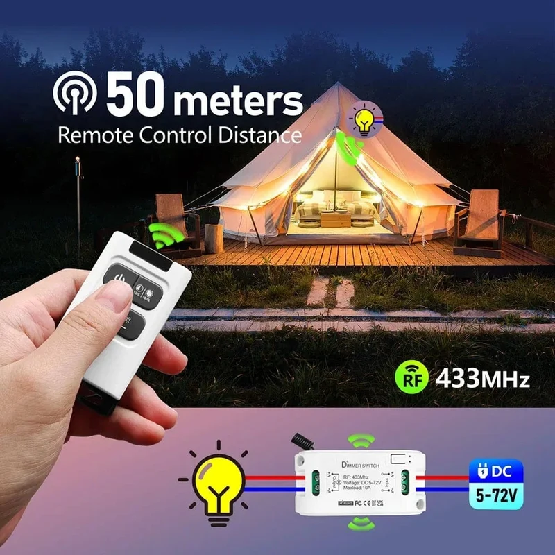 RF 433 Mhz Universal Wireless Smart Licht Dimmer Schalter Fernbedienung schalter DC 5V 12V 24V 48V Relais Mini Empfänger für Licht