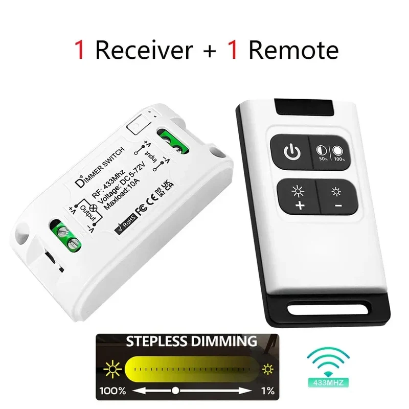 RF 433 Mhz Universal Wireless Smart Licht Dimmer Schalter Fernbedienung schalter DC 5V 12V 24V 48V Relais Mini Empfänger für Licht