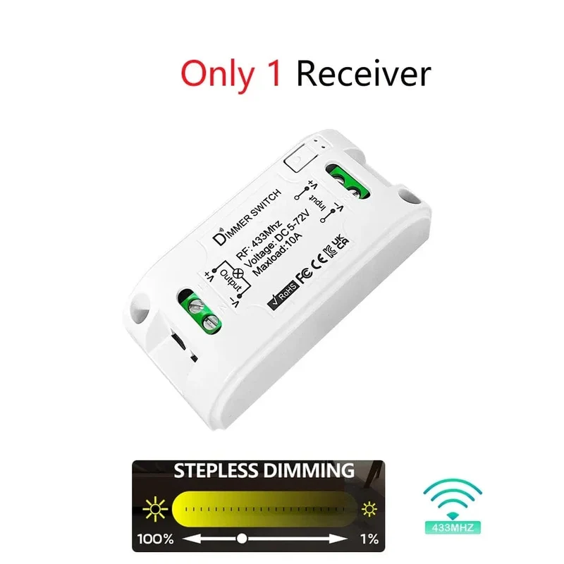 RF 433 Mhz Universal Wireless Smart Licht Dimmer Schalter Fernbedienung schalter DC 5V 12V 24V 48V Relais Mini Empfänger für Licht