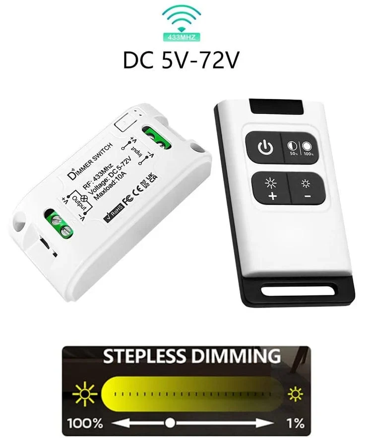 RF 433 Mhz Universal Wireless Smart Licht Dimmer Schalter Fernbedienung schalter DC 5V 12V 24V 48V Relais Mini Empfänger für Licht