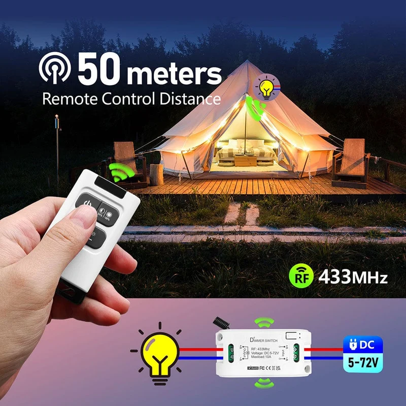 RF 433 Mhz Universal Wireless Smart Licht Dimmer Schalter Fernbedienung schalter DC 5V 12V 24V 48V Relais Mini Empfänger für Licht