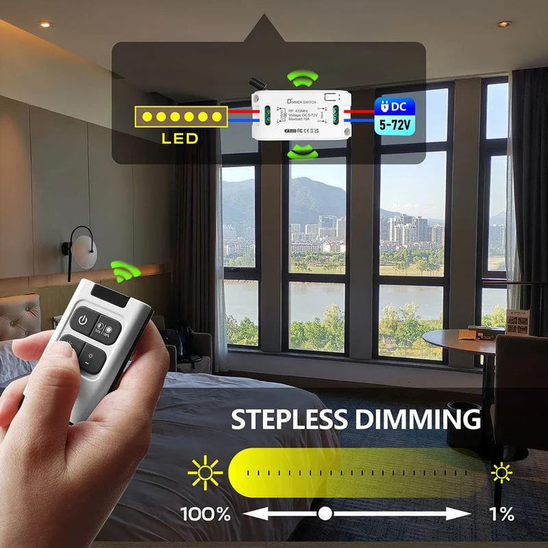 RF 433 Mhz Universal Wireless Smart Licht Dimmer Schalter Fernbedienung schalter DC 5V 12V 24V 48V Relais Mini Empfänger für Licht