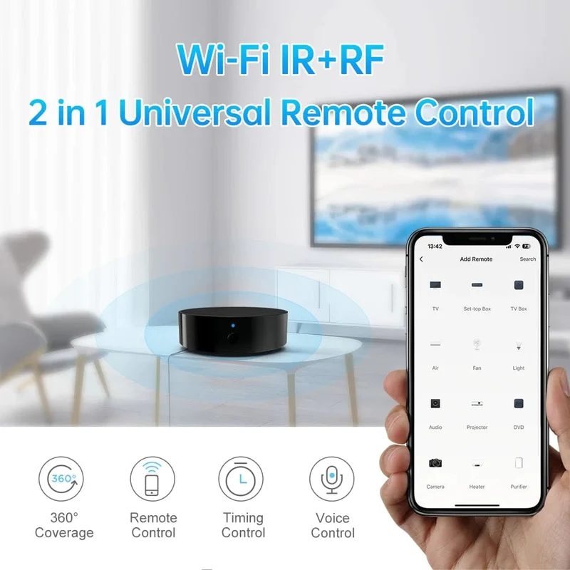 AVATTO Tuya Universal WiFi RF+IR Fernbedienung mit DIY RF433/RF315 Geräten, intelligente Infrarot-Fernbedienung für AC/TV/DVD