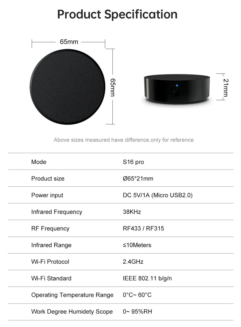 AVATTO Tuya Universal WiFi RF+IR Fernbedienung mit DIY RF433/RF315 Geräten, intelligente Infrarot-Fernbedienung für AC/TV/DVD