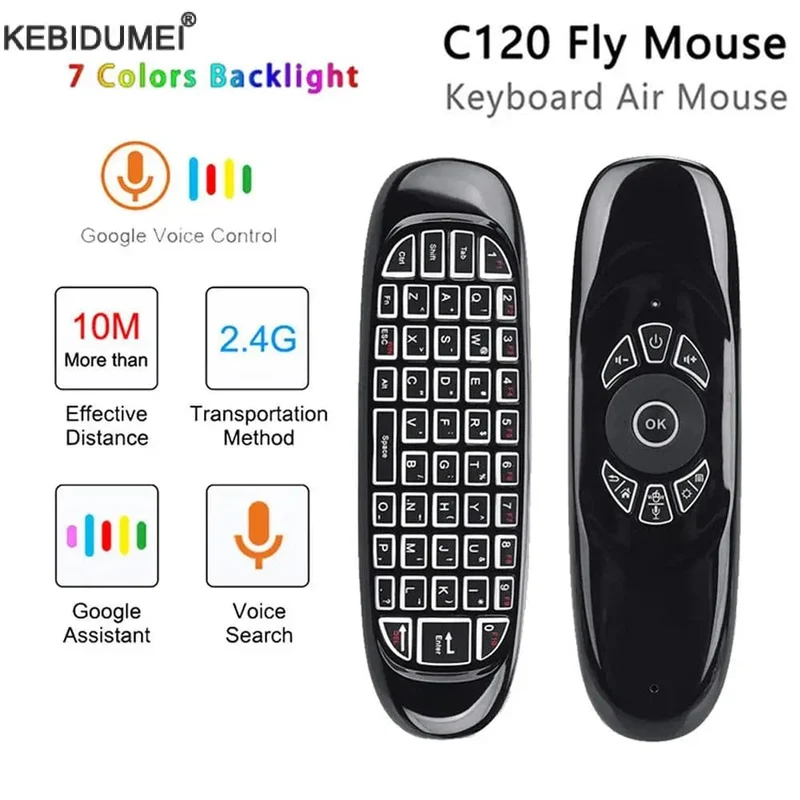 C120 RGB Hintergrundbeleuchtung Fly Air Mouse Gyro Sensor Drahtlose 2.4G RF Tastatur Fernbedienung Für Android Smart TV Box