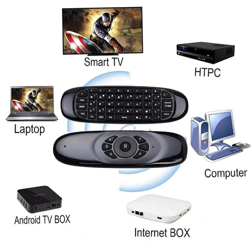 C120 RGB Hintergrundbeleuchtung Fly Air Mouse Gyro Sensor Drahtlose 2.4G RF Tastatur Fernbedienung Für Android Smart TV Box
