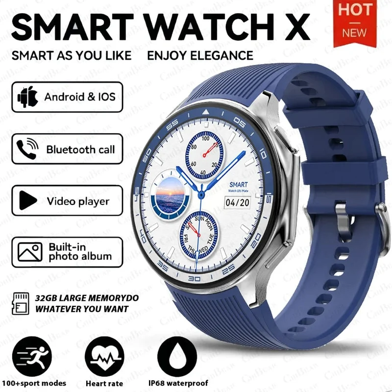 Neu Für OPPO Uhr X Business Smart Uhr Männer AMOLED HD Bildschirm 32G Speicher Herz Rate Sport