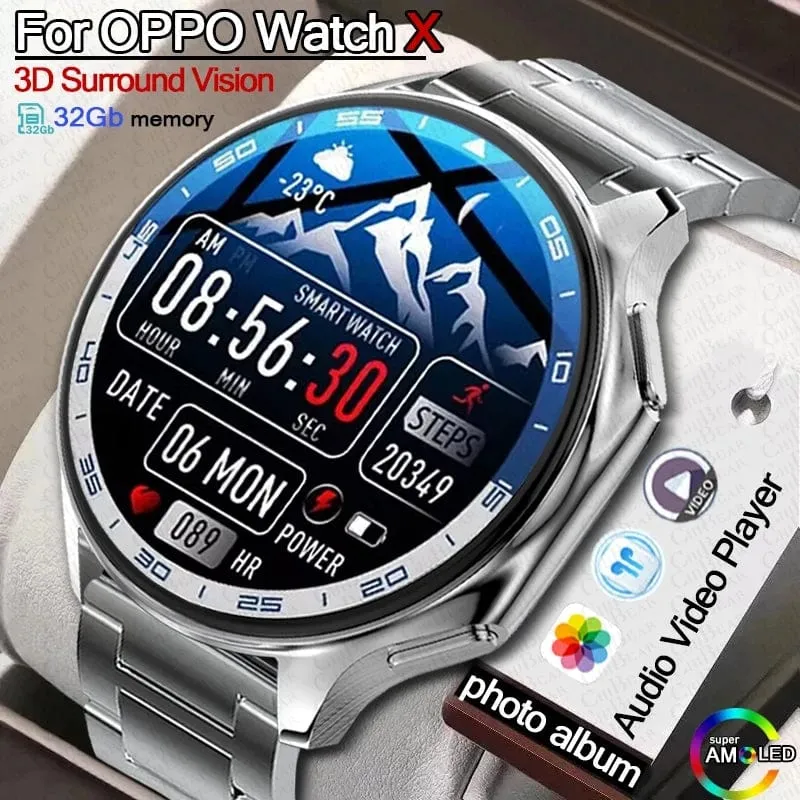 Neu Für OPPO Uhr X Smart Uhr Männer Sport & Fitness Armband 32Gb Große Speicher TWS Kopfhörer Musik Player BT Anruf Smartwatch