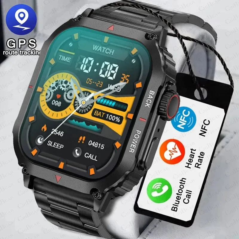 Für Huawei Xiaomi NFC Smart Watch Männer AMOLED HD Bildschirm Herzfrequenz Gesundheitstracker Bluetooth Anruf IP68 Wasserdichte Smartwatch 2024