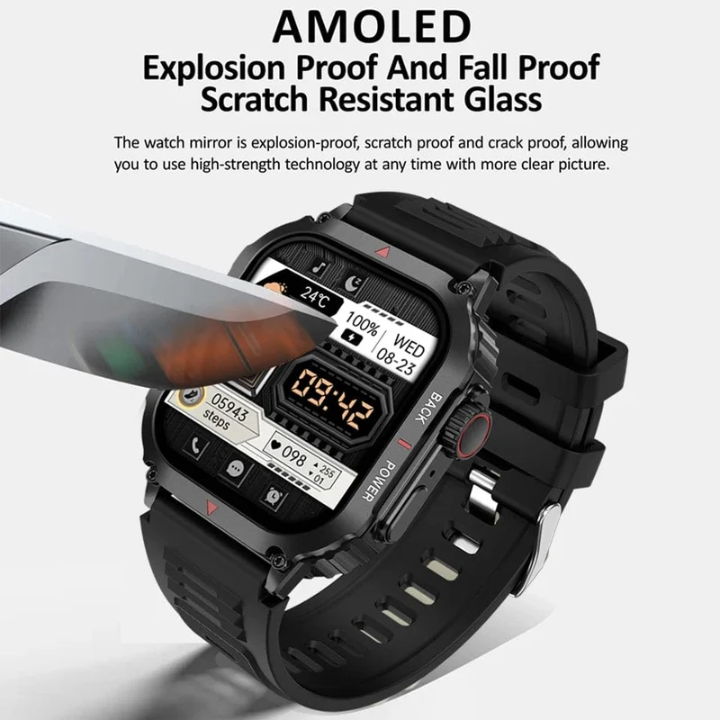 Für Huawei Xiaomi NFC Smart Watch Männer AMOLED HD Bildschirm Herzfrequenz Gesundheitstracker Bluetooth Anruf IP68 Wasserdichte Smartwatch 2024