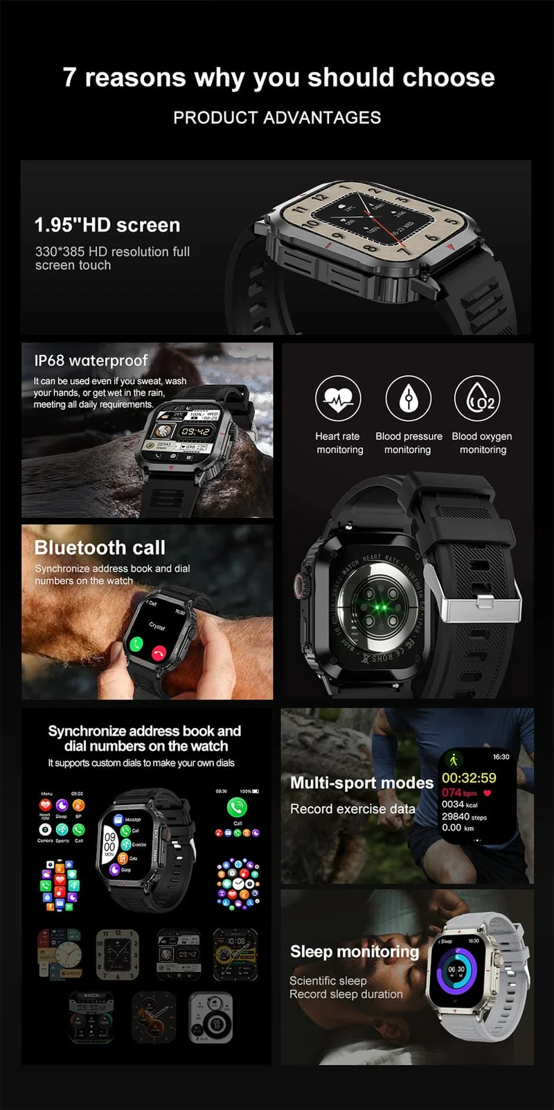 Für Huawei Xiaomi NFC Smart Watch Männer AMOLED HD Bildschirm Herzfrequenz Gesundheitstracker Bluetooth Anruf IP68 Wasserdichte Smartwatch 2024