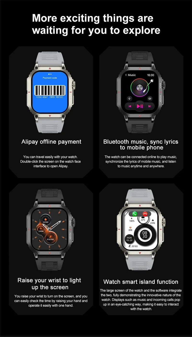 Für Huawei Xiaomi NFC Smart Watch Männer AMOLED HD Bildschirm Herzfrequenz Gesundheitstracker Bluetooth Anruf IP68 Wasserdichte Smartwatch 2024