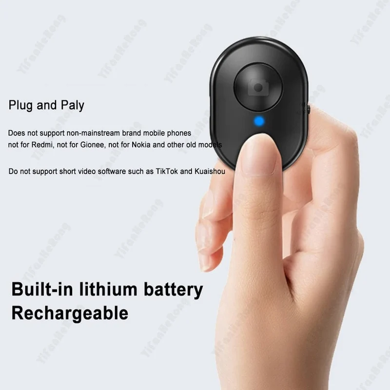 Drahtlose Fernbedienungstaste Wiederaufladbarer Bluetooth-Kompatibler Selbstauslöser Selfie Stick Auslöser Für IOS Android