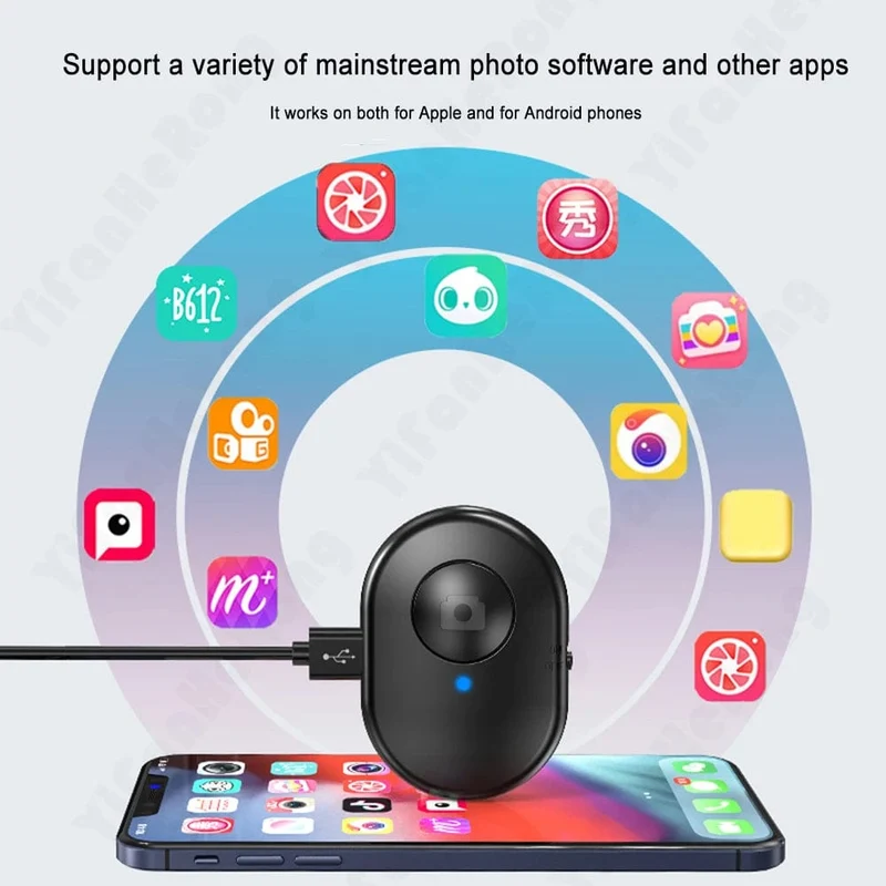 Drahtlose Fernbedienungstaste Wiederaufladbarer Bluetooth-Kompatibler Selbstauslöser Selfie Stick Auslöser Für IOS Android