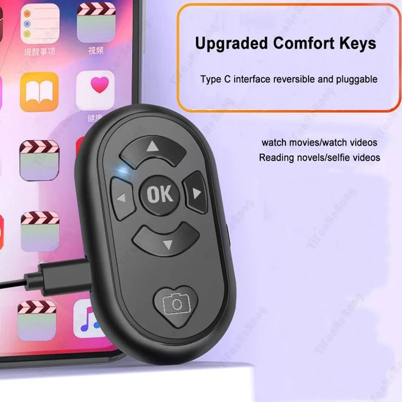 Bluetooth-kompatibel Drahtlose Fernbedienung Telefon Selfie Video Controller Für Android Ios Remote Taste Wiederaufladbare Typ-C
