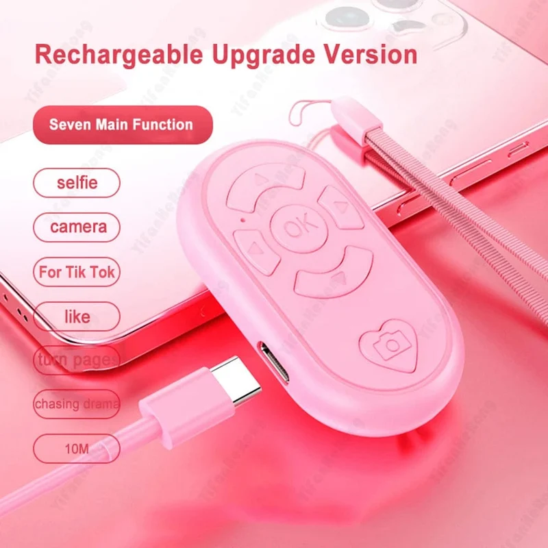 Bluetooth-kompatibel Drahtlose Fernbedienung Telefon Selfie Video Controller Für Android Ios Remote Taste Wiederaufladbare Typ-C