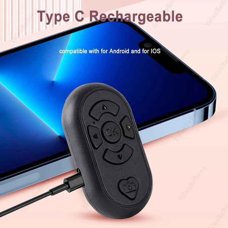 Bluetooth-kompatibel Drahtlose Fernbedienung Telefon Selfie Video Controller Für Android Ios Remote Taste Wiederaufladbare Typ-C