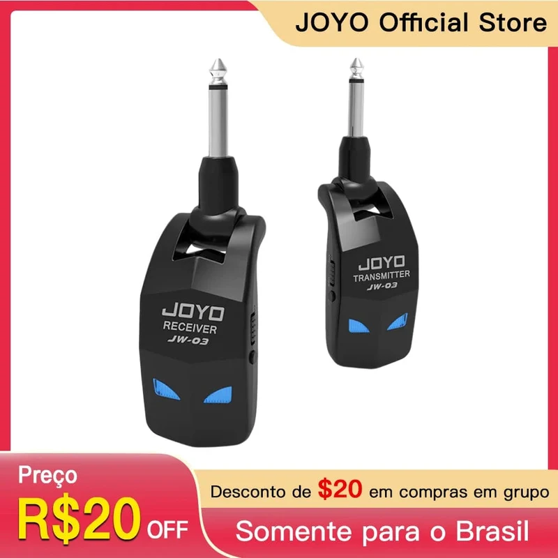 JOYO JW-03 Drahtloses Gitarrensystem, 2.4 GHz, 4 Kanäle, drahtloser Gitarrensender und -empfänger für E-Gitarren-Bassverstärker