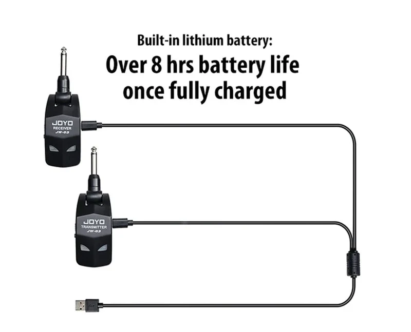 JOYO JW-03 Drahtloses Gitarrensystem, 2.4 GHz, 4 Kanäle, drahtloser Gitarrensender und -empfänger für E-Gitarren-Bassverstärker