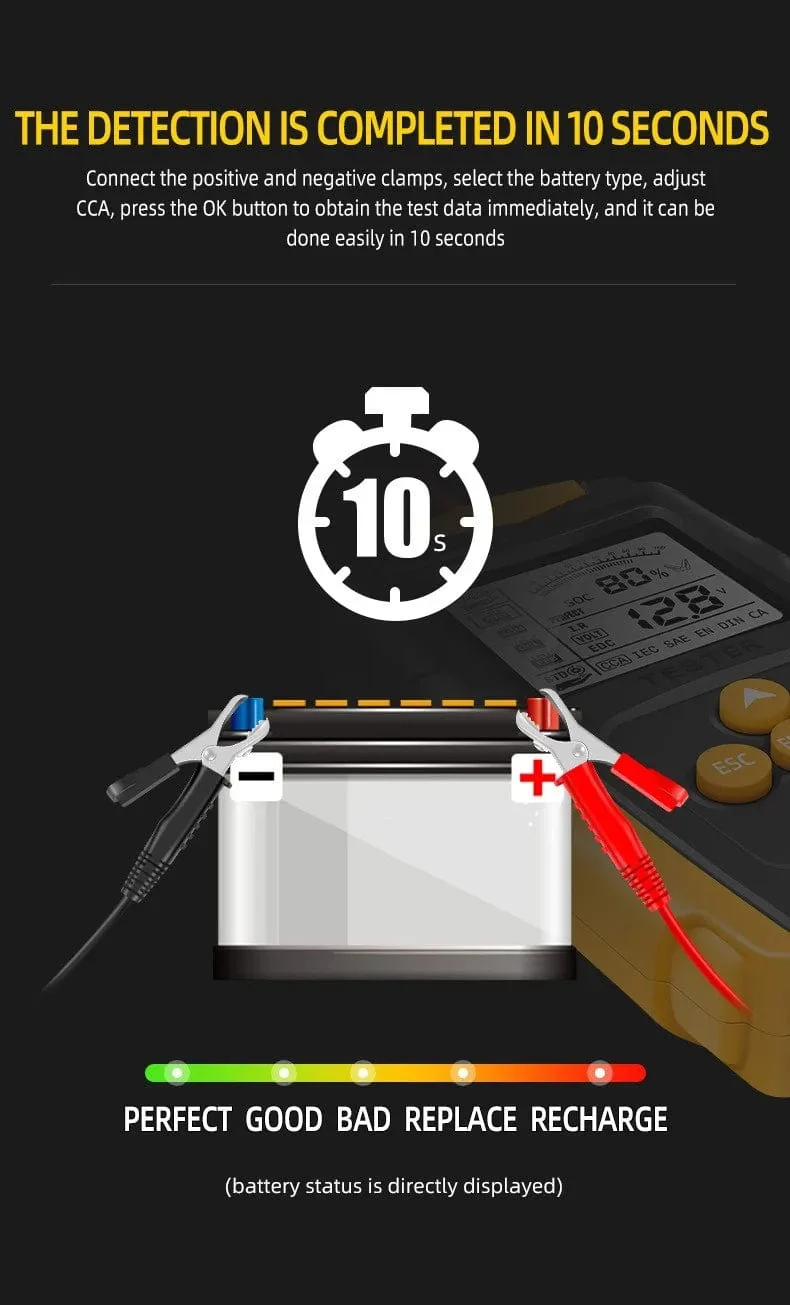 12V/24V Autobatterietester Digitalanzeige Parameter Autobatterie Innenwiderstandstester 1 PC