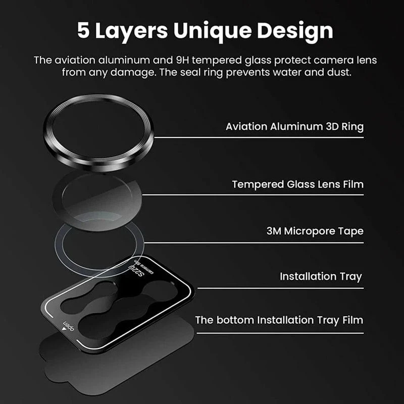 Kameraobjektiv-Schutzglas für Samsung S23 Ultra Plus, vollständige Objektivabdeckung, Metallschutzring für Galaxy S22 Ultra-Kamerafolie