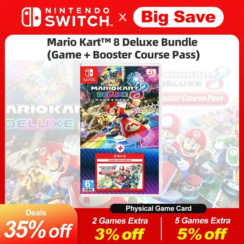Mario Kart 8 Deluxe Bundle (Spiel + Booster Course Pass) Nintendo Switch Spielangebote 100 % originale physische Spielkarte für Switch