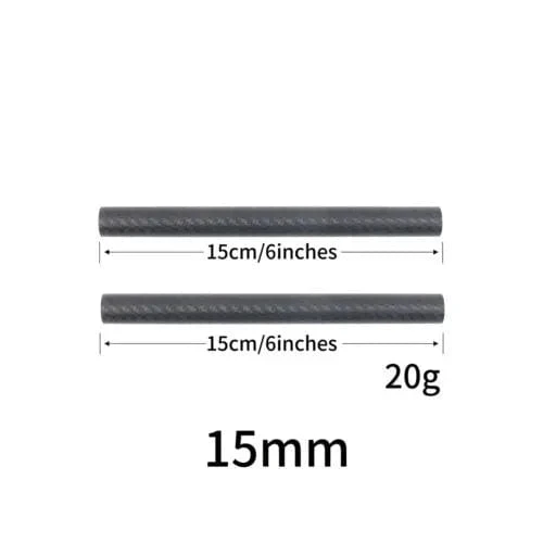 2 Stück 15 mm Kohlefaserstäbe 6"/8"/10"/12"/16" für DSLR-Schienenstützsystem