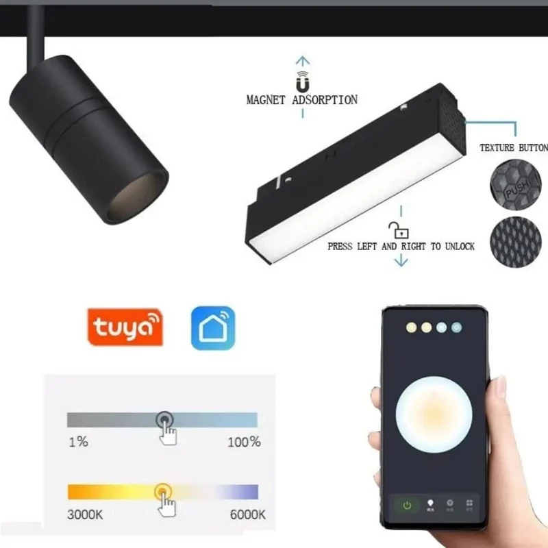 Smart Magnetische Schiene Licht System Moderne Flexible Leuchte LED Strahler DC48V Decke Innen Licht Smart Home Lampe Wohnzimmer