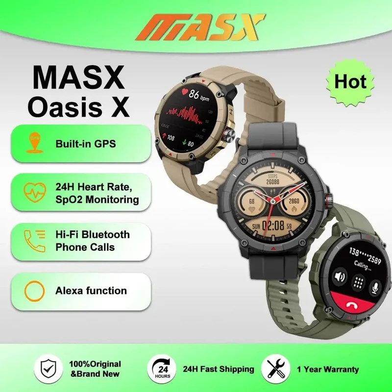 [Weltpremiere] MASX Oasis X Premium GPS Smart Watch Alexa Eingebautes GPS Hi-Fi Bluetooth Telefonanrufe Militärqualität Sportuhr