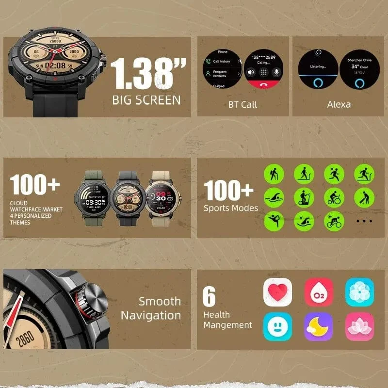 [Weltpremiere] MASX Oasis X Premium GPS Smart Watch Alexa Eingebautes GPS Hi-Fi Bluetooth Telefonanrufe Militärqualität Sportuhr