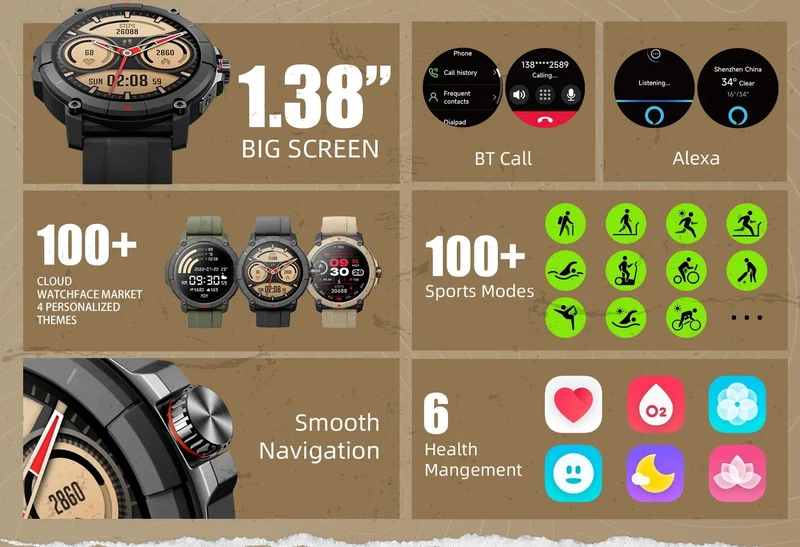 [Weltpremiere] MASX Oasis X Premium GPS Smart Watch Alexa Eingebautes GPS Hi-Fi Bluetooth Telefonanrufe Militärqualität Sportuhr